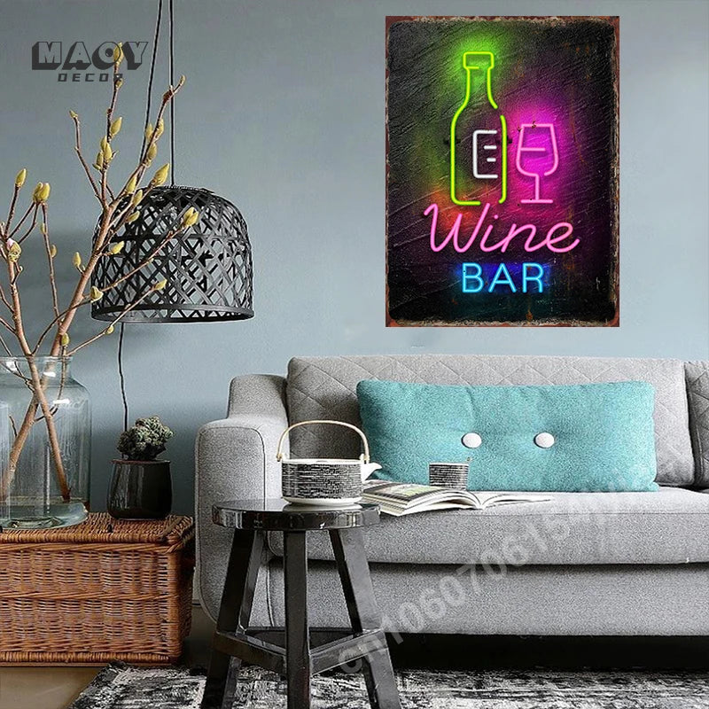 Vintage Neon Food Metal Tin Sign – Restaurant, Bar & Club Wall Decor Plaque