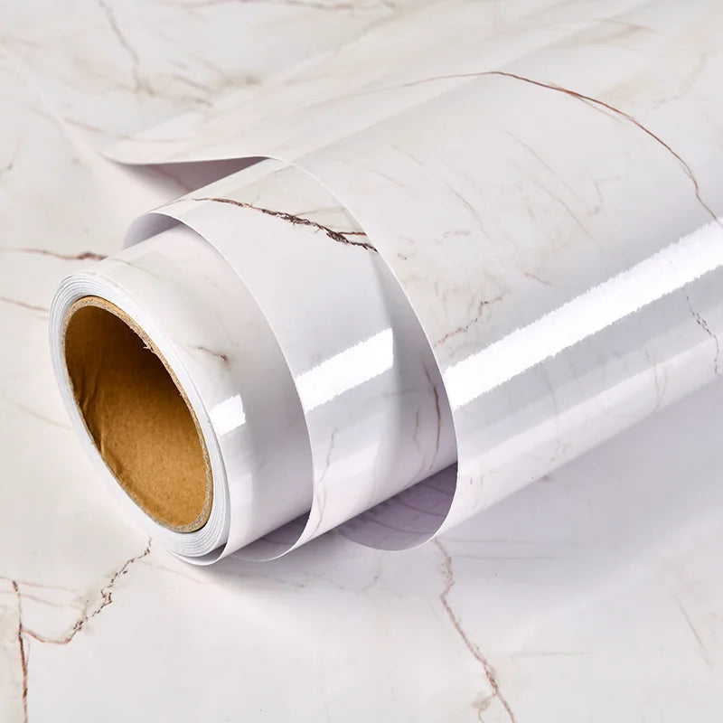 Marble Kitchen Wall Sticker – Waterproof Self-Adhesive Vinyl Film