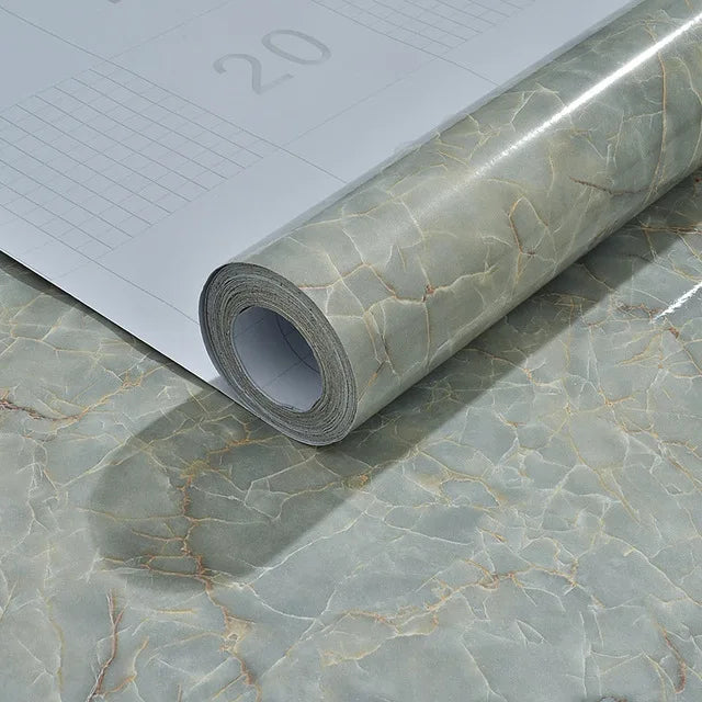 Marble Kitchen Wall Sticker – Waterproof Self-Adhesive Vinyl Film