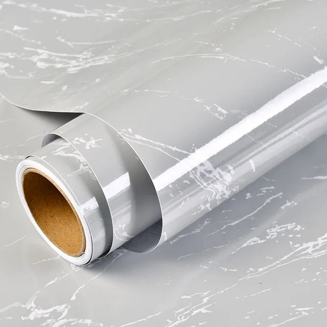 Marble Kitchen Wall Sticker – Waterproof Self-Adhesive Vinyl Film