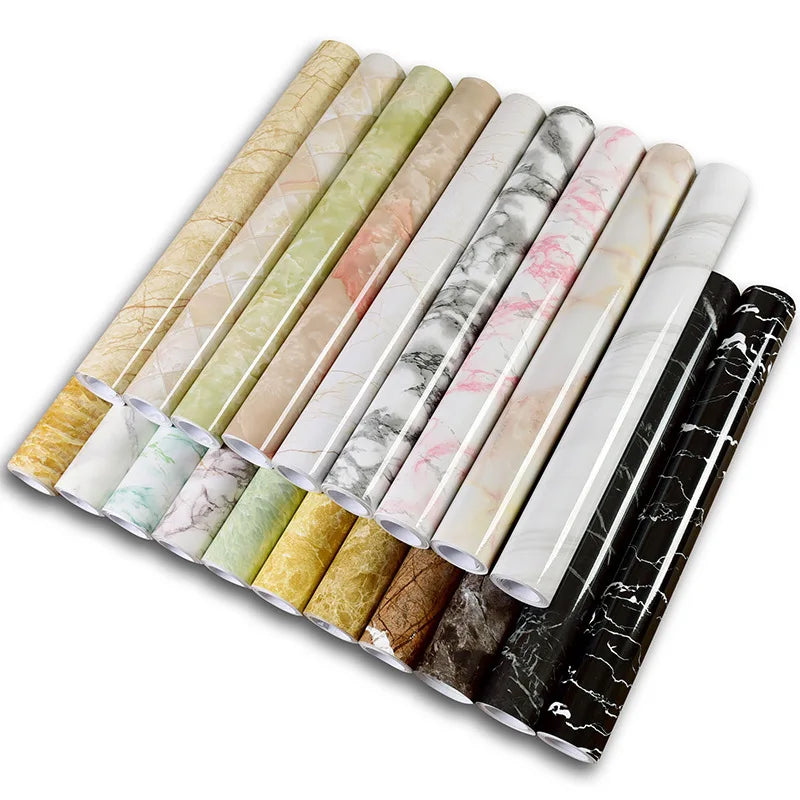 Marble Kitchen Wall Sticker – Waterproof Self-Adhesive Vinyl Film