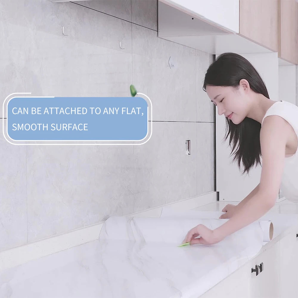 Marble Kitchen Wall Sticker – Waterproof Self-Adhesive Vinyl Film